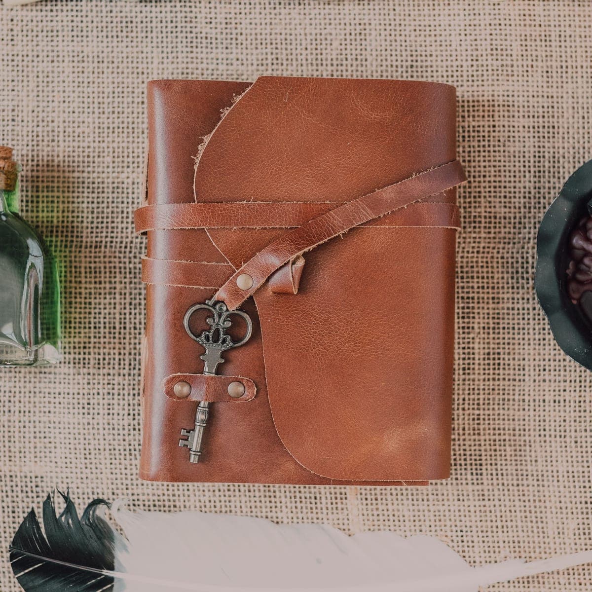 A hand-bound leather journal made by an independent maker