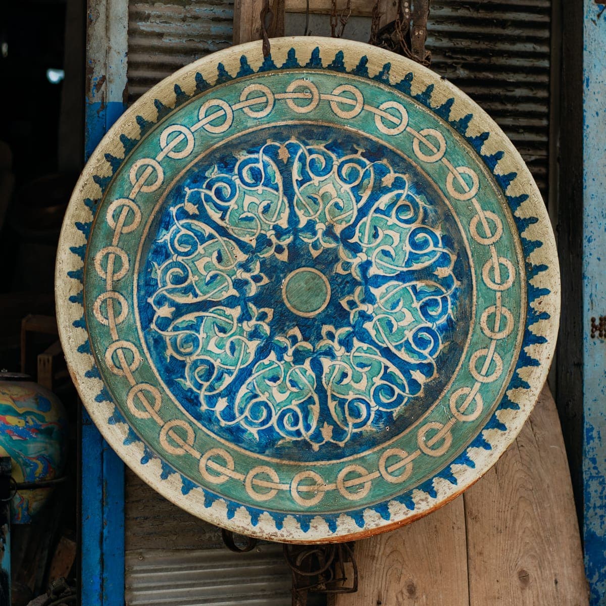 A hand-painted ceramic serving platter by an independent maker